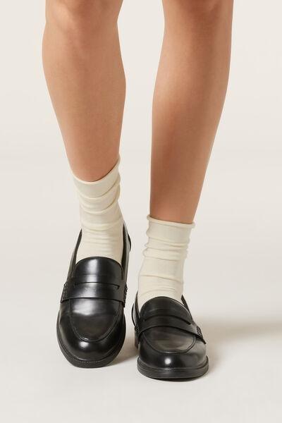 White Cashmere Ankle Socks, Milk White, large image number 1