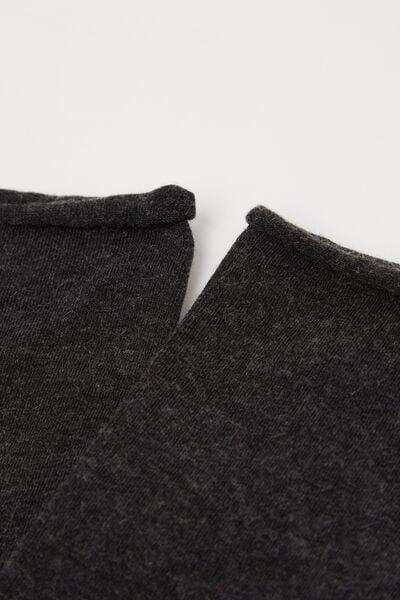 Grey Cashmere Ankle Socks, Charcoal Grey Blend, medium