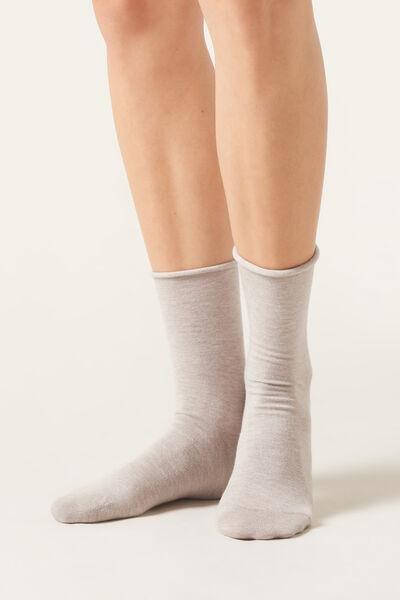 Grey Cashmere Ankle Socks, Natural Sand Blend, large image number 0