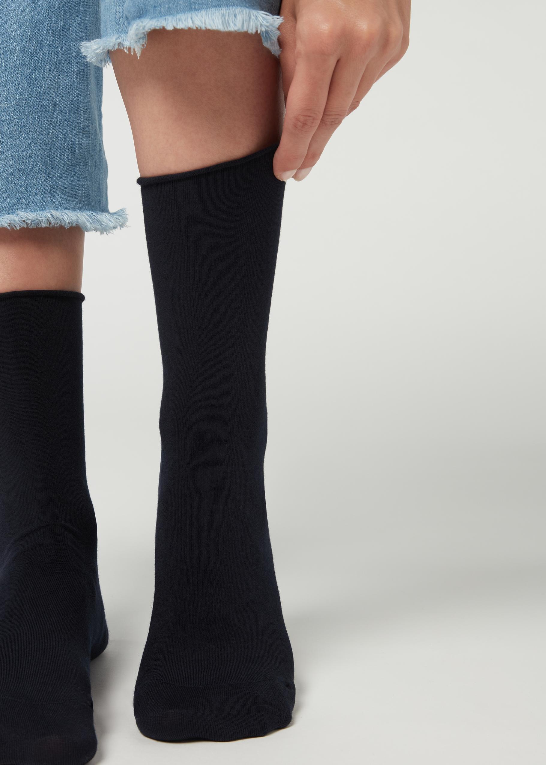 Blue Cashmere Ankle Socks, , large image number 1