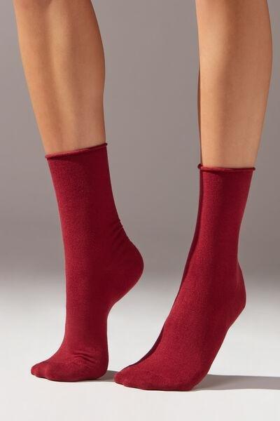 Red Cashmere Ankle Socks, , large image number 0