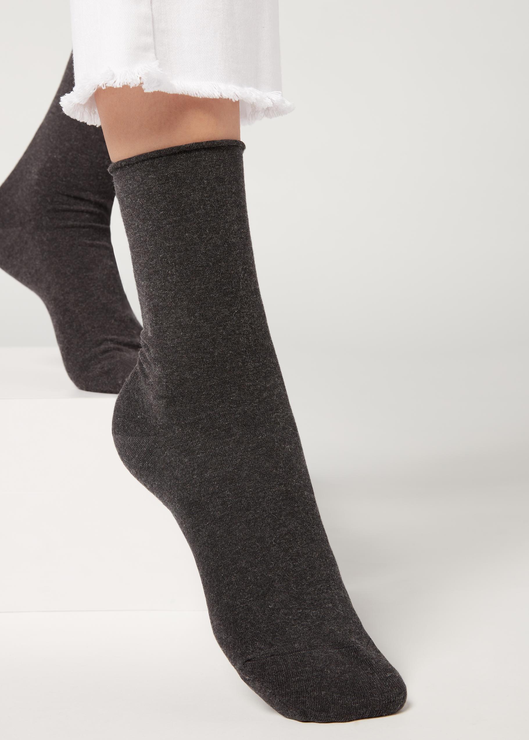 Grey Cashmere Blend Ankle Socks, , large image number 0
