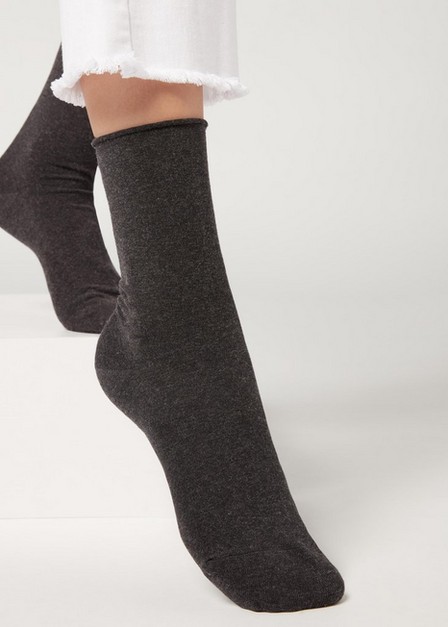 Calzedonia - Charcoal Grey Blend Ankle Socks With Cashmere, Women