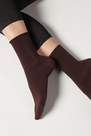 Brown Ankle Socks With Cashmere, Women