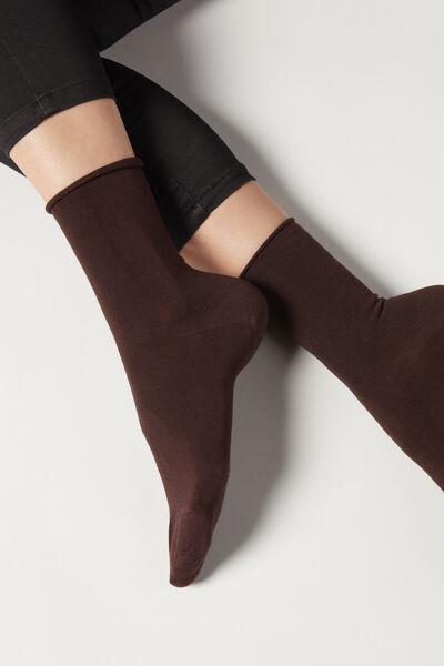 Brown Cashmere Ankle Socks, , large image number 0
