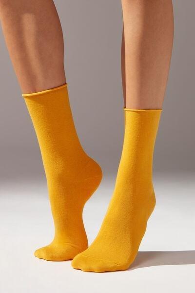 Yellow Cashmere Ankle Socks, , large image number 0