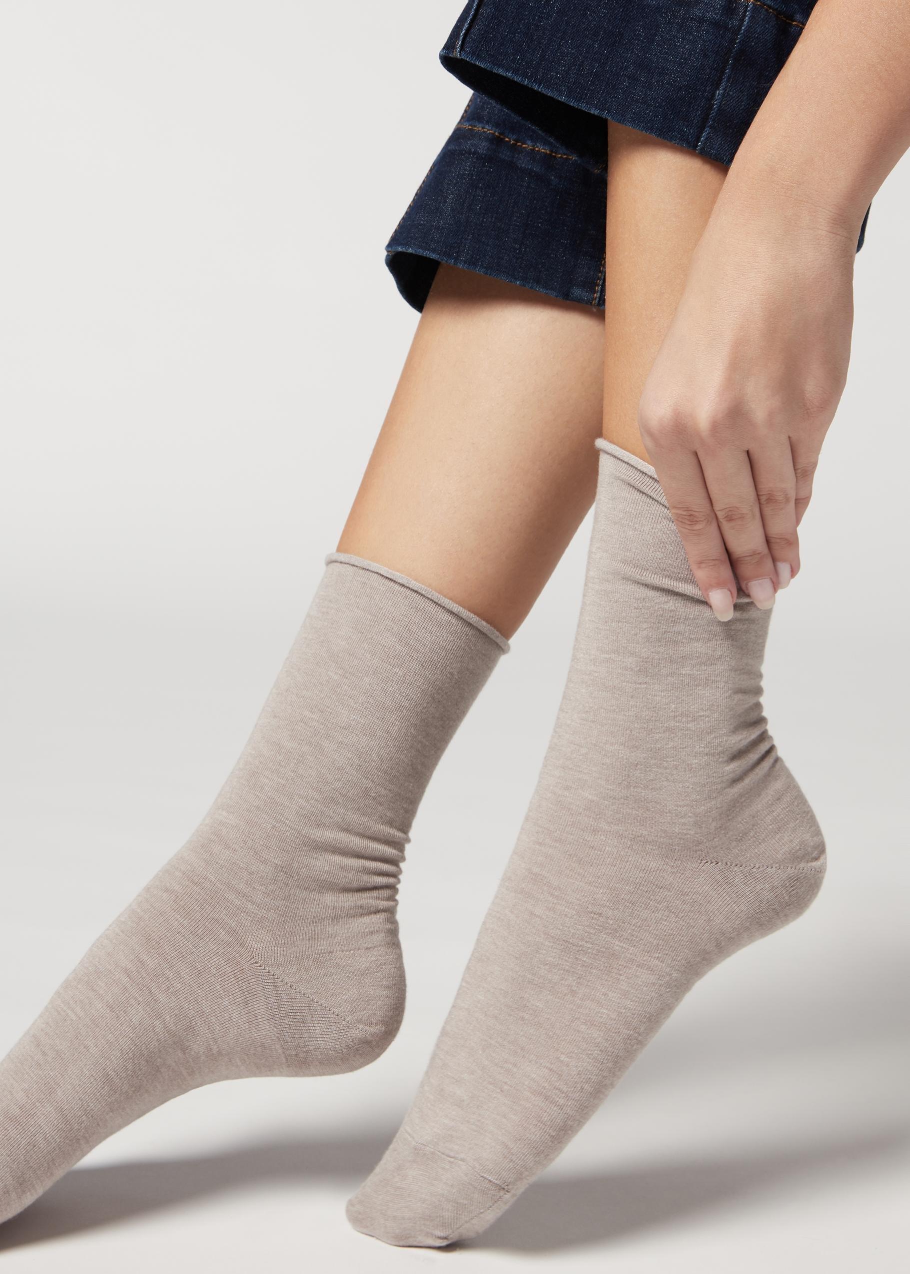 Beige Cashmere Blend Ankle Socks, , large image number 0
