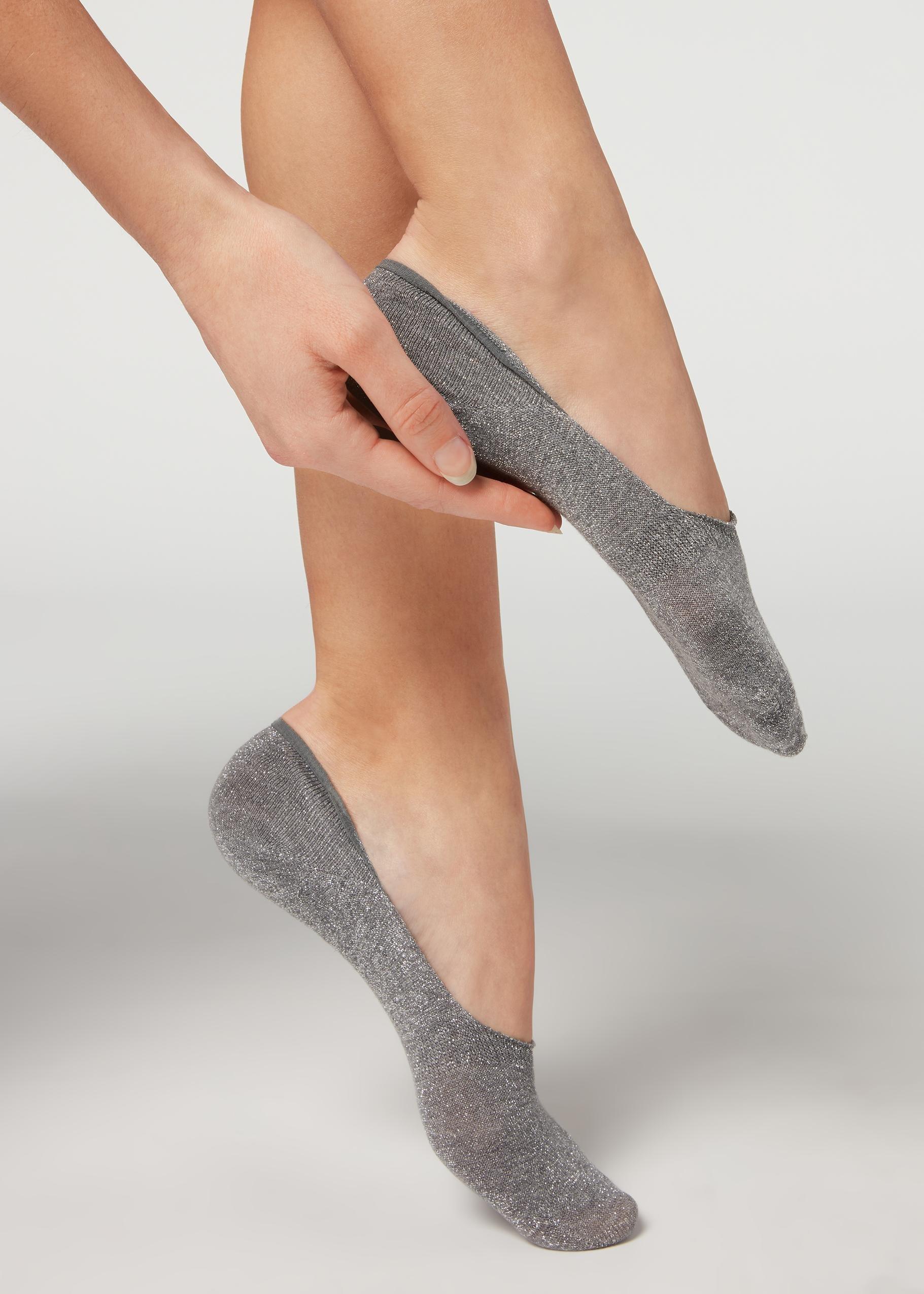 Calzedonia Grey Glitter Cotton Invisible Socks, Women