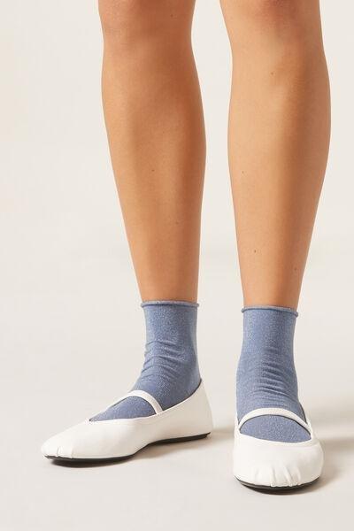 Blue Glitter Short Socks, 5501_056D, large image number 0