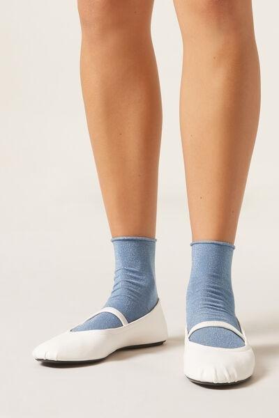 Blue Glitter Short Socks, 5501_056D, medium