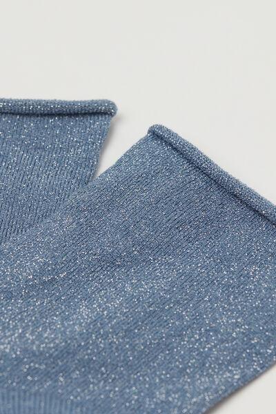 Blue Glitter Short Socks, 5501_056D, large image number 2