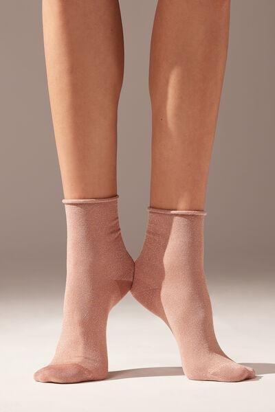 Pink Glitter Short Socks, 5501_060D, large image number 1