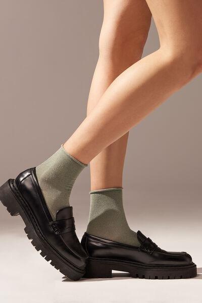 Green Glitter Short Socks, 5501_061D, large image number 0