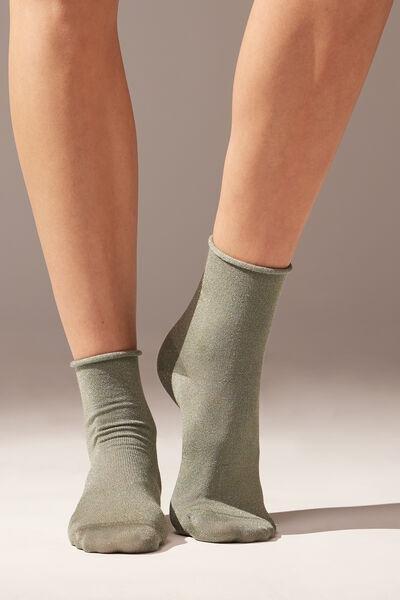 Green Glitter Short Socks, 5501_061D, large image number 1