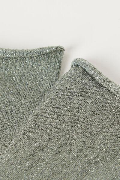 Green Glitter Short Socks, 5501_061D, large image number 2