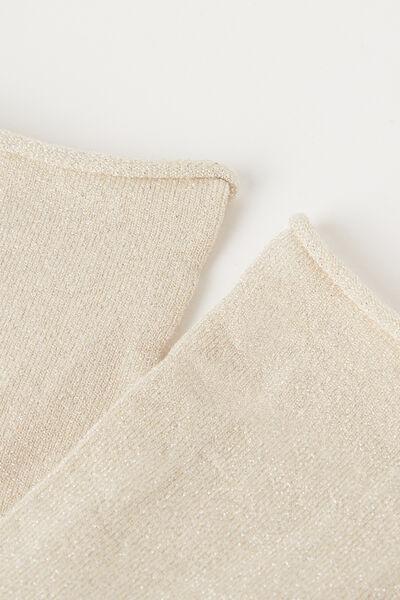 Cream Glitter Short Socks, 5501_062D, large image number 1