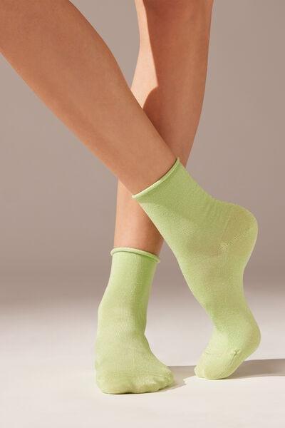 Green Glitter Short Socks, , large image number 0