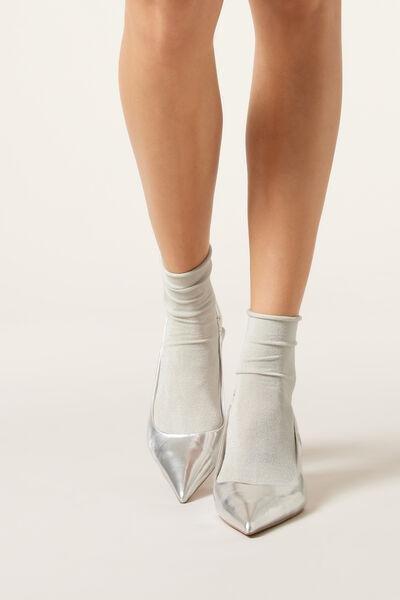 White Glitter Short Socks, 5501_303D, large image number 0