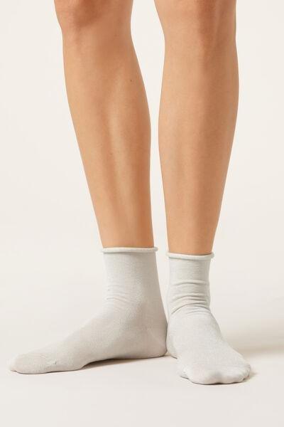 White Glitter Short Socks, 5501_303D, large image number 1
