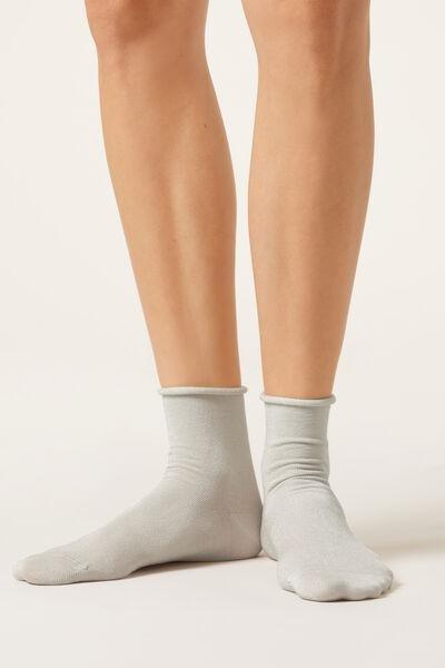 White Glitter Short Socks, 5501_303D, large image number 1