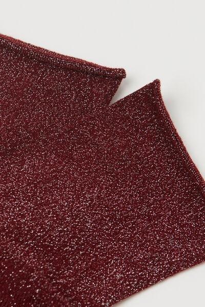 Burgundy Glitter Short Socks, 5501_332D, large image number 2