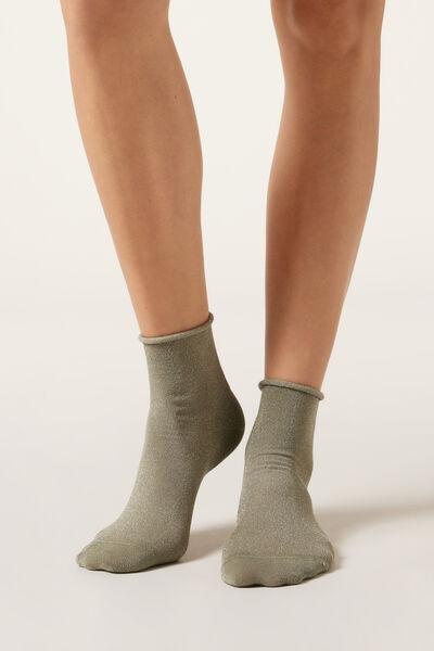 Green Glitter Short Socks, , medium
