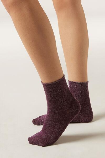 Violet Glitter Socks, 5501_438D, large image number 0