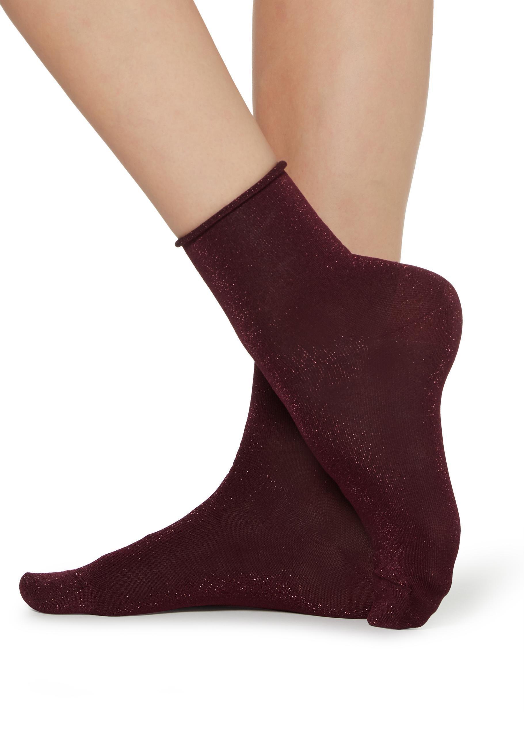 Burgundy Glitter Ankle Socks, Burgundy Red Glitter, large image number 0
