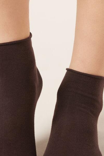 Burgundy Band less Cotton Short Socks, Brown, large image number 2