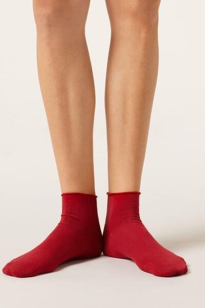 Red Bandless Short Socks, , large image number 0