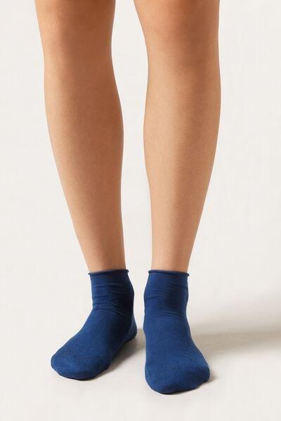Blue Cotton Band less Short Socks, , large image number 0