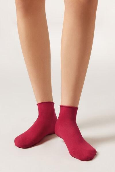 Red Cotton Band less Short Socks, , large image number 0