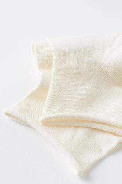 White Cotton Bandless Short Socks, , large image number 1