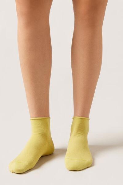 Green Cotton Band less Short Socks, , large image number 0