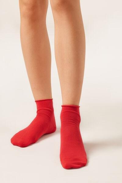 Red Band less Short Cotton Socks, 5501_697D, large image number 0