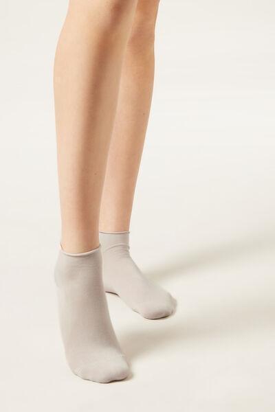 Grey Band less Cotton Short Socks, 5501_703D, medium