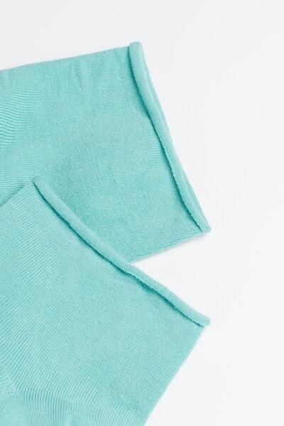 Verde Acqua Cotton Bandless Short Socks, 5501_9324, large image number 1
