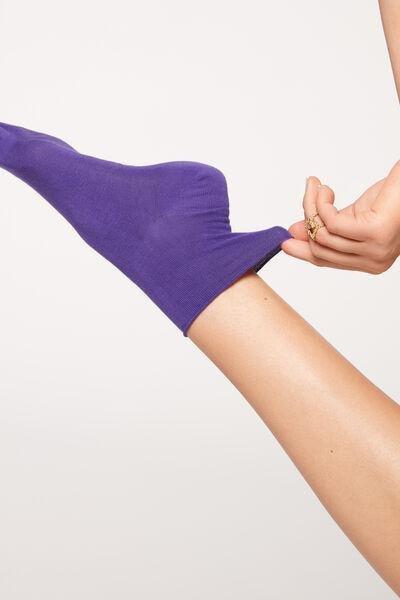 Violet Cotton Bandless Short Socks, 5501_9325, large image number 0