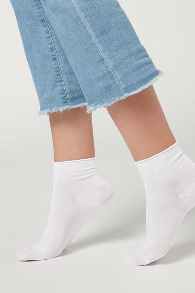 Calzedonia - White Extra Short Flat-Knit Bandless Cotton Socks, Women - One-Size