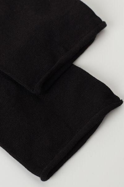 Black Cotton Bandless Short Socks, Black, large image number 1
