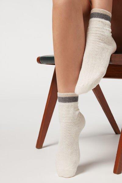 Calzedonia Cream Yarn Cashmere Cable-Patterned Cashmere Tights