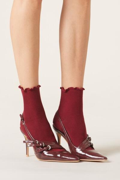 Red Glitter Short Socks, 5501_332D, large image number 0