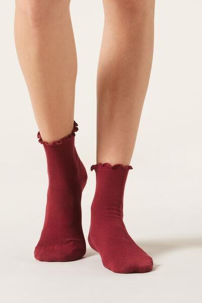 Red Glitter Short Socks, 5501_332D, large image number 1