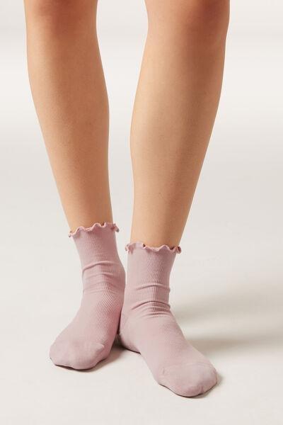 Pink Ribbed Socks, 5501_444D, large image number 0