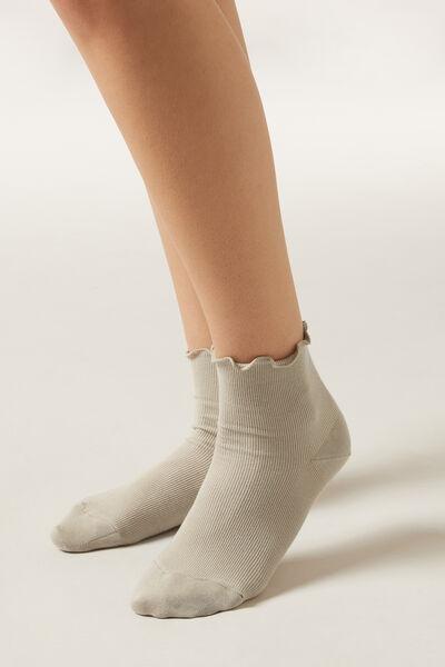 Beige Ribbed Socks, 5501_445D, large image number 0