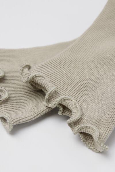 Beige Ribbed Socks, 5501_445D, large image number 1