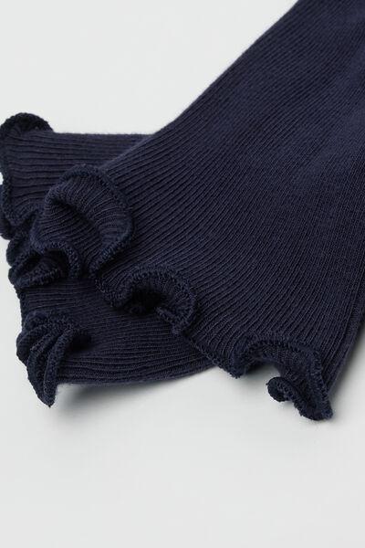 Blue Ribbed Cotton Socks, 5501_462D, large image number 1