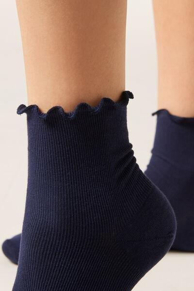 Blue Ribbed Cotton Socks, 5501_462D, medium