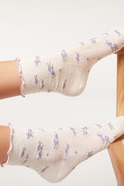 Calzedonia - Cream Romantic Trim Eco Short Socks