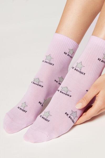 Lilac Good Vibes All-Over Print Short Socks, , large image number 0